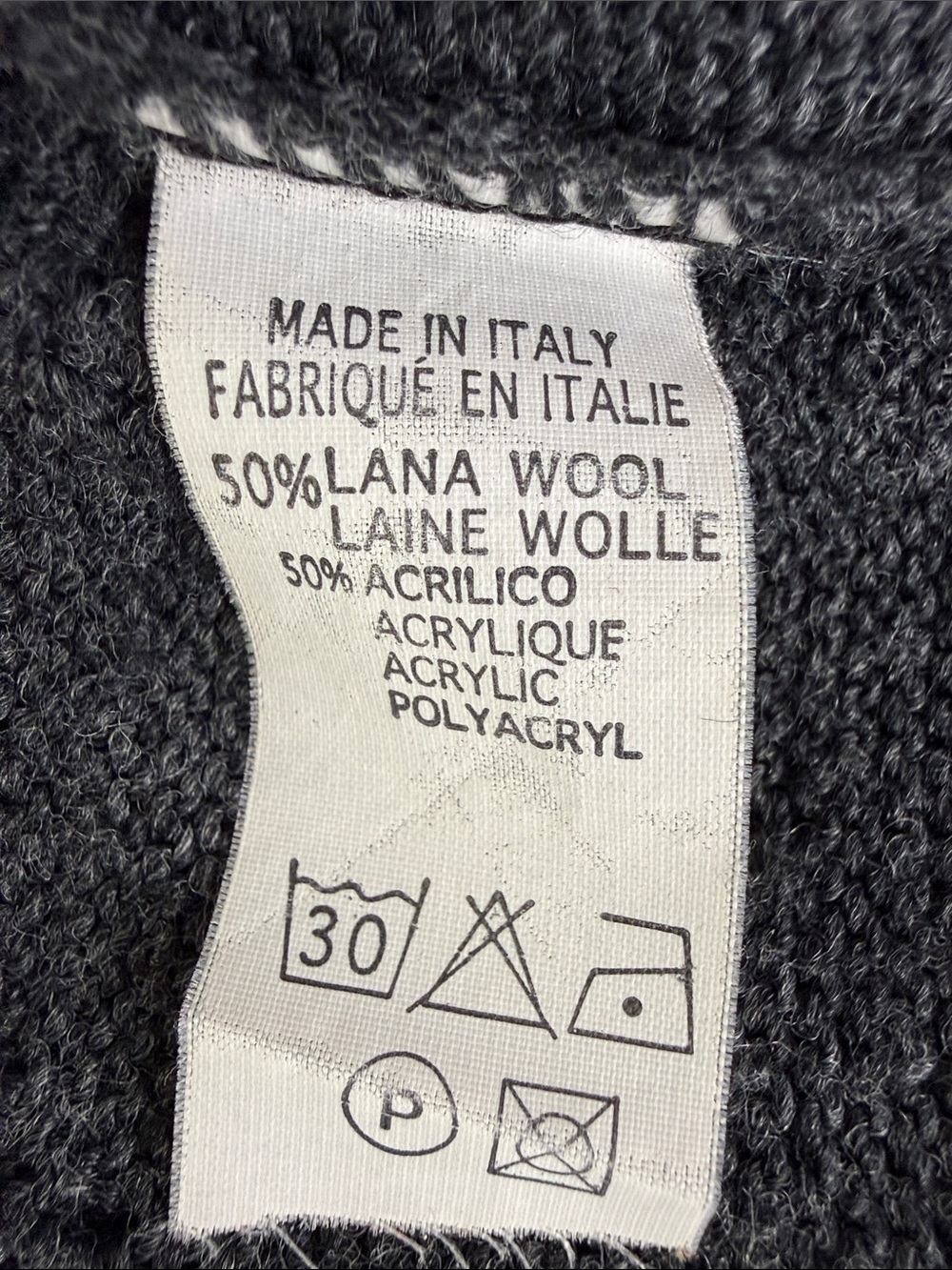 Made in Italy Wool Blend Sweater Dress Gray Empire Waist Balloon Sleeves - Picture 10 of 10